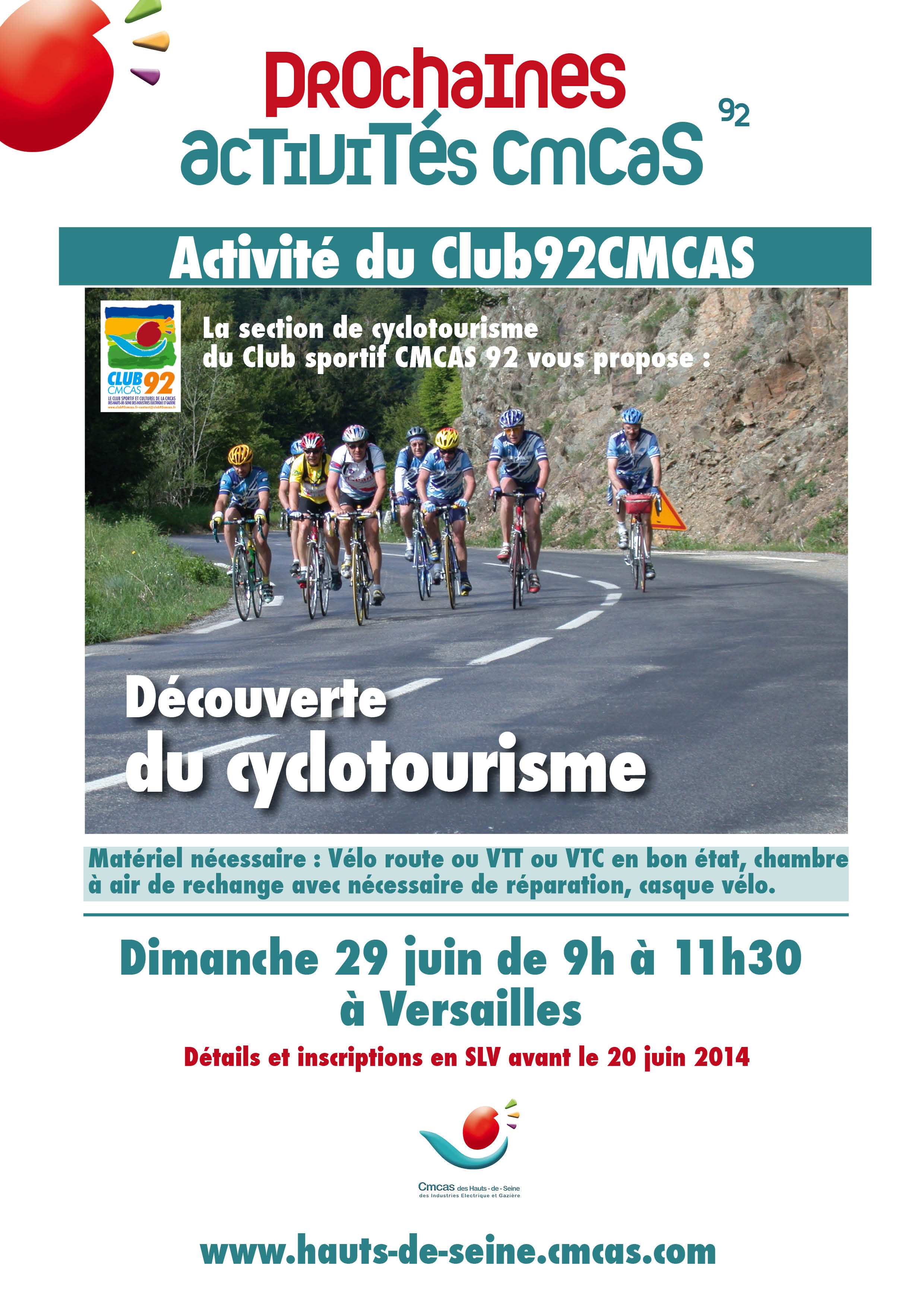 Découverte du cyclotourisme le dimanche 29 juin de 9h à 11h30 à Versailles